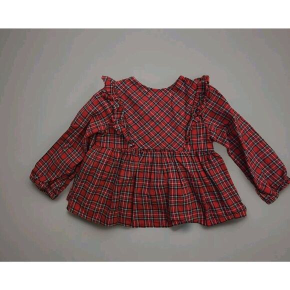 Zara Toddler Red Plaid Ruffle Blouse Christmas Holiday Top Size 3-4 GIRLS - Picture 2 of 4
